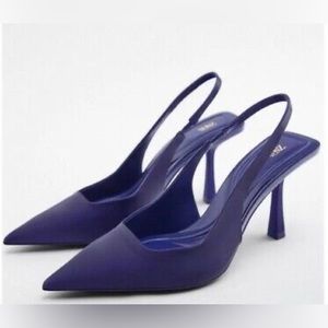 Purple sling back heels